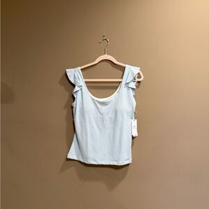 NWT Southern Tide brand ruffle sleeve workout tank with built in bra, size large